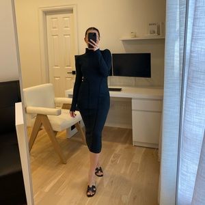 French Connection Ribbed Midi Dress
